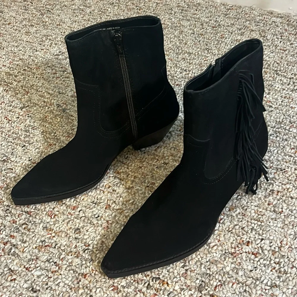 NEW Coconuts by Matisse Women's Black Fringe Jane Western Ankle Boots Size 6